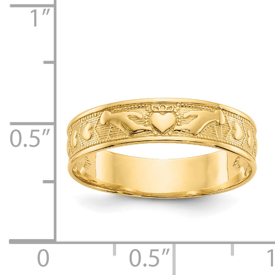 14k Polished Claddagh Band