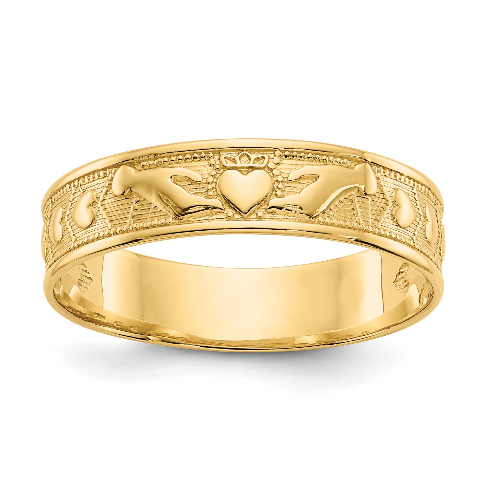 14k Polished Claddagh Band