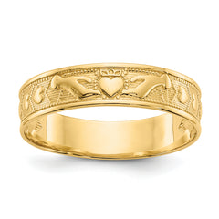 14k Polished Claddagh Band