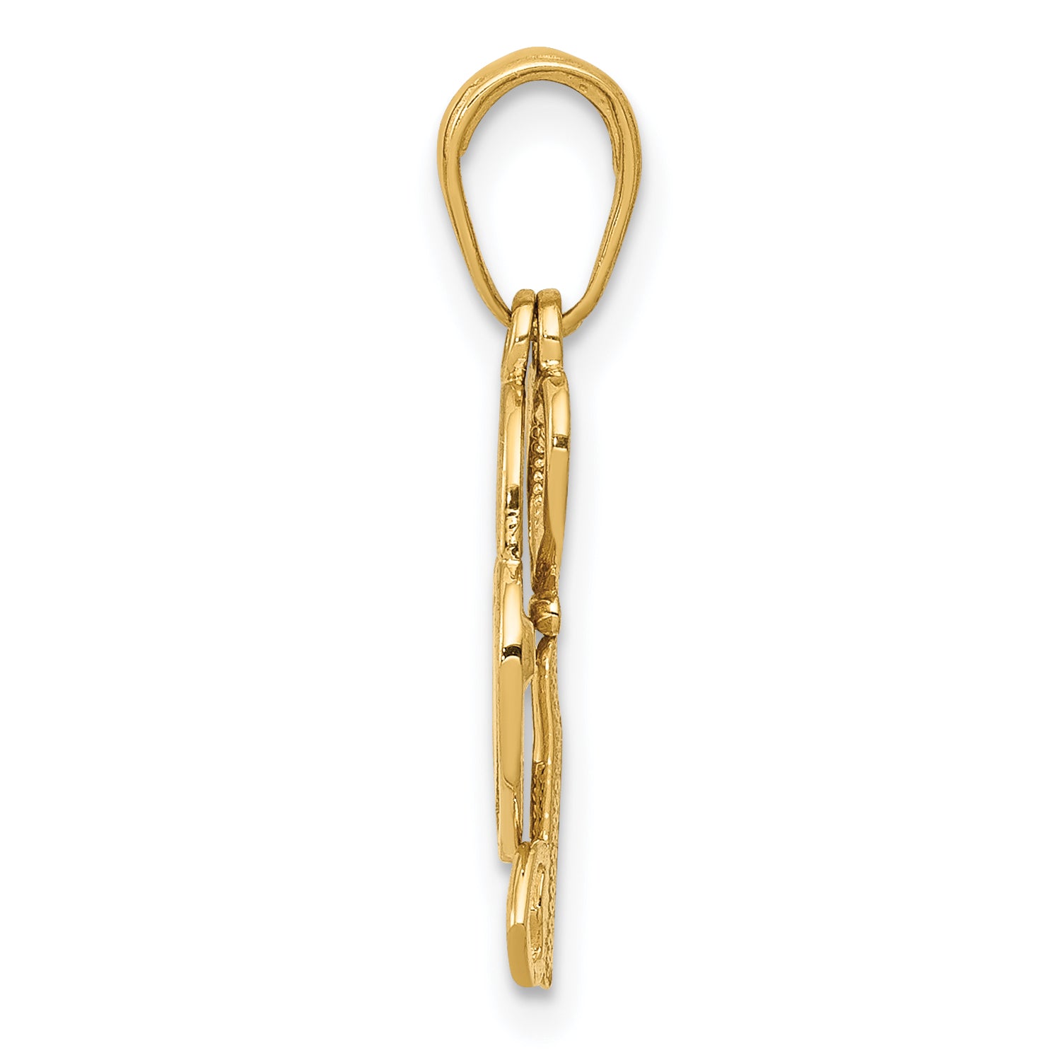 14K Gold Polished Heart Lock and Key Charm with Moveable Design