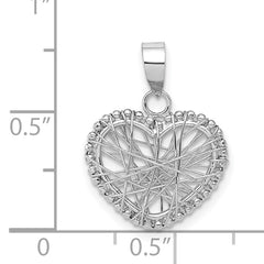 14K White Gold Open Wire Heart Pendant