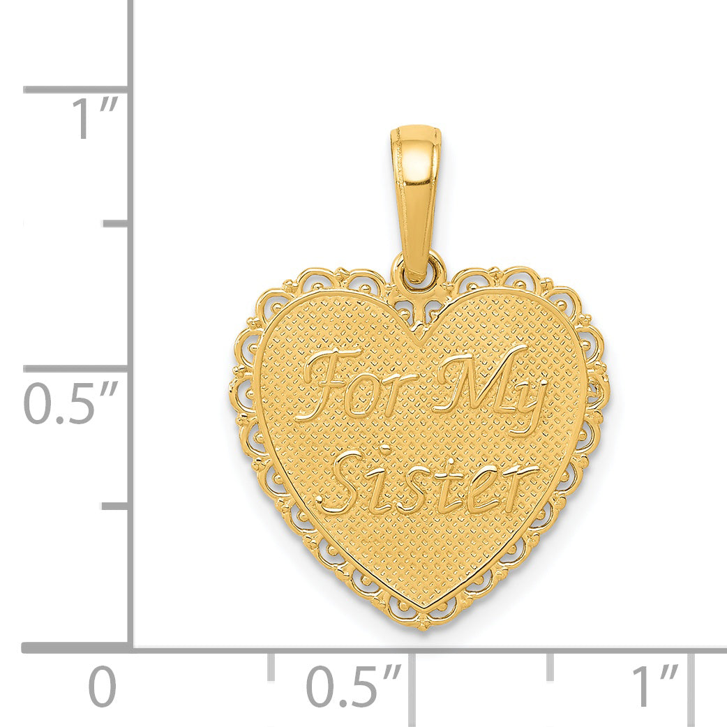 14K Reversible FOR MY SISTER-FRIENDS FOREVER Pendant