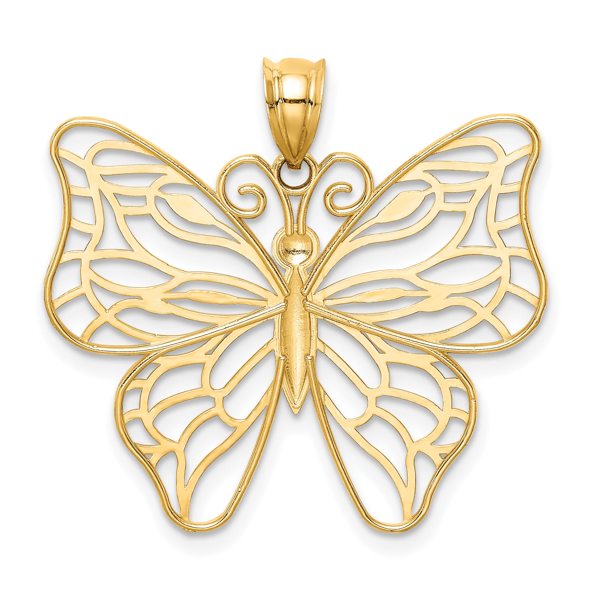 14k Polished Large Butterfly Pendant