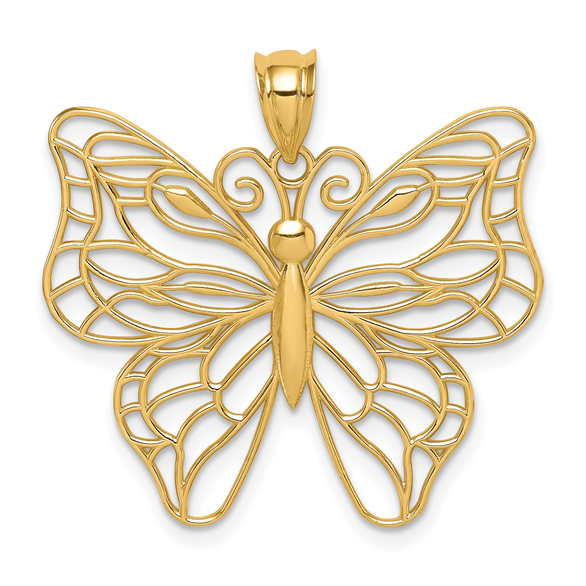 14k Polished Large Butterfly Pendant