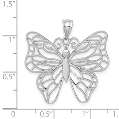 14k White Gold Polished Large Butterfly Pendant