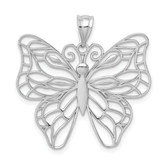 14k White Gold Polished Large Butterfly Pendant