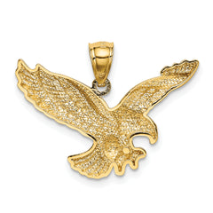 14k Gold Polished and Textured Eagle Pendant