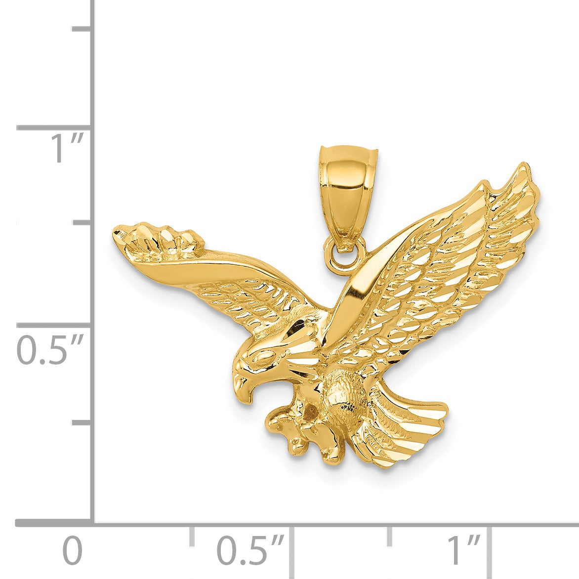 14K Gold Eagle Pendant for Men Polished and Textured Solid Design