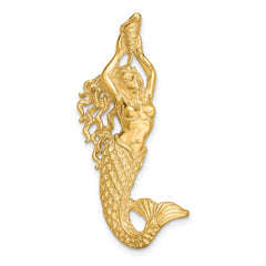 14K Gold Polished / Textured Mermaid Chain Slide Pendant