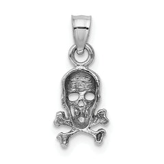 14K White Gold Skull and Crossbones Pendant