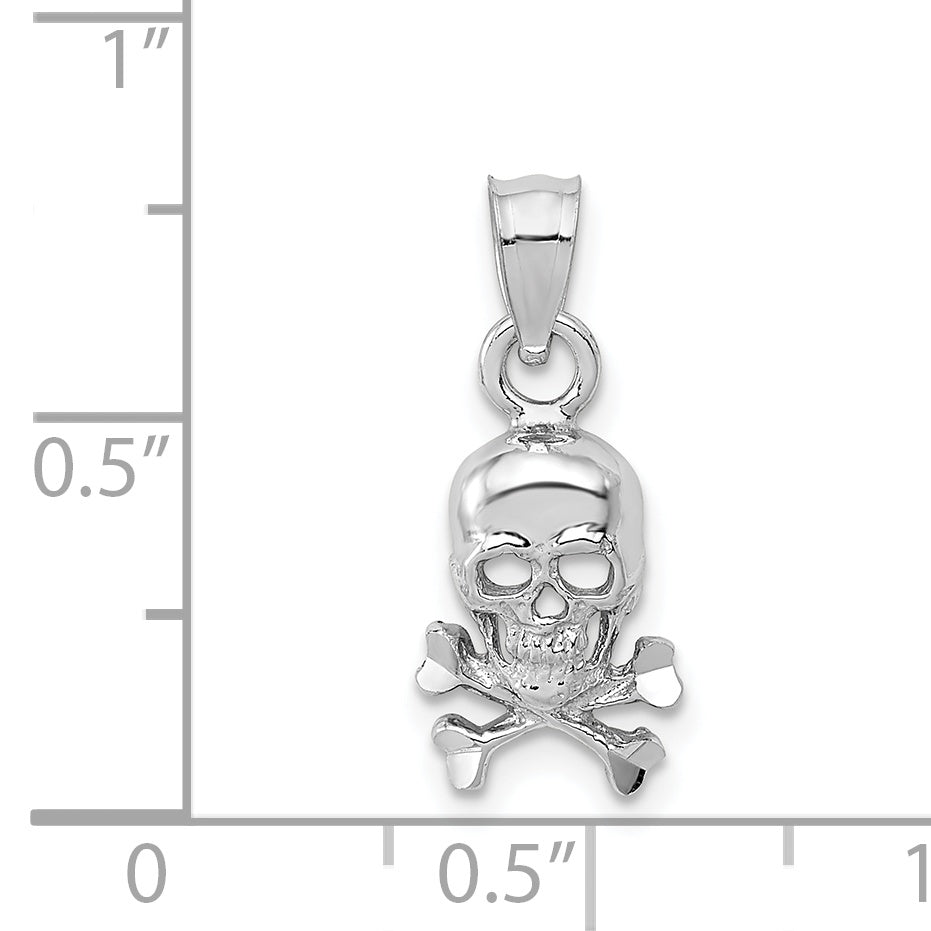 14K White Gold Skull and Crossbones Pendant