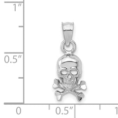 14K White Gold Skull and Crossbones Pendant