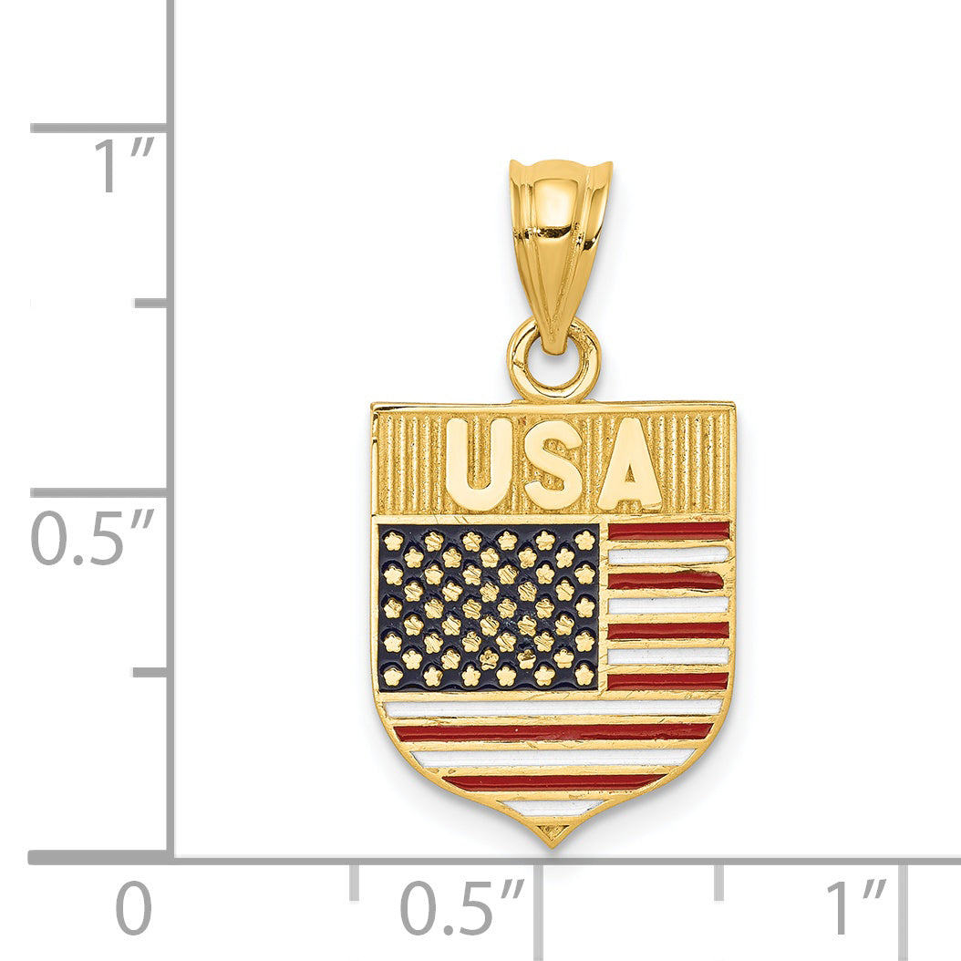 14k USA Flag Enameled Pendant