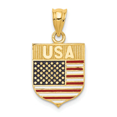 14k USA Flag Enameled Pendant