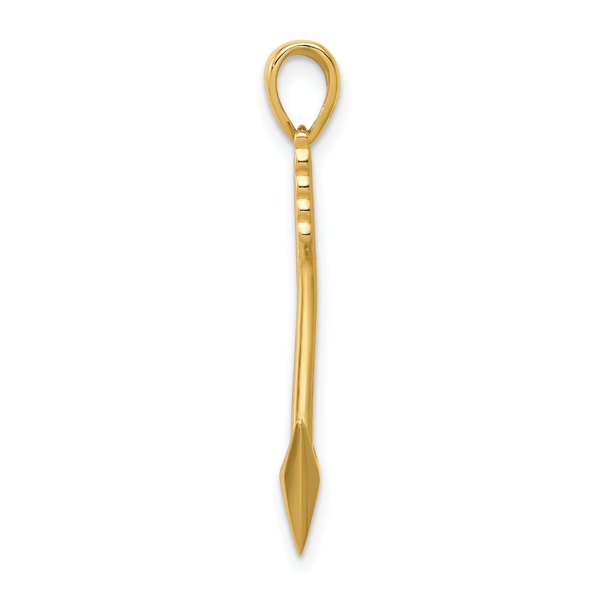 14K Gold 3D Arrow Pendant with Polished Finish for Men