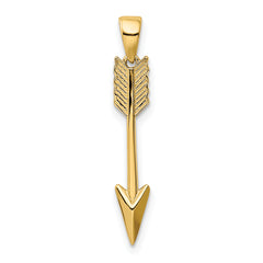 14K Gold 3D Arrow Pendant with Polished Finish for Men