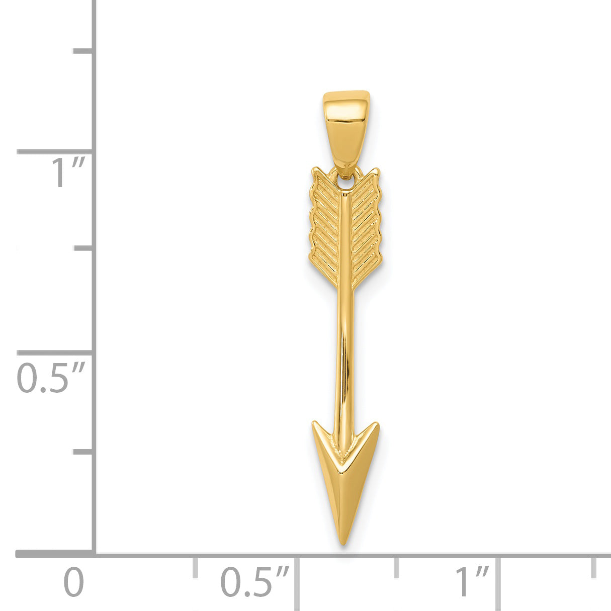 14K Gold 3D Arrow Pendant with Polished Finish for Men