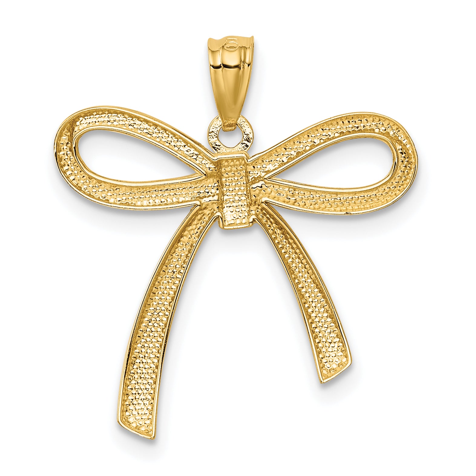 14k Gold Polished Ribbon Bow Pendant