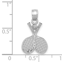 14K White Gold Tennis Racquet Pendant with Polished Rhodium Finish