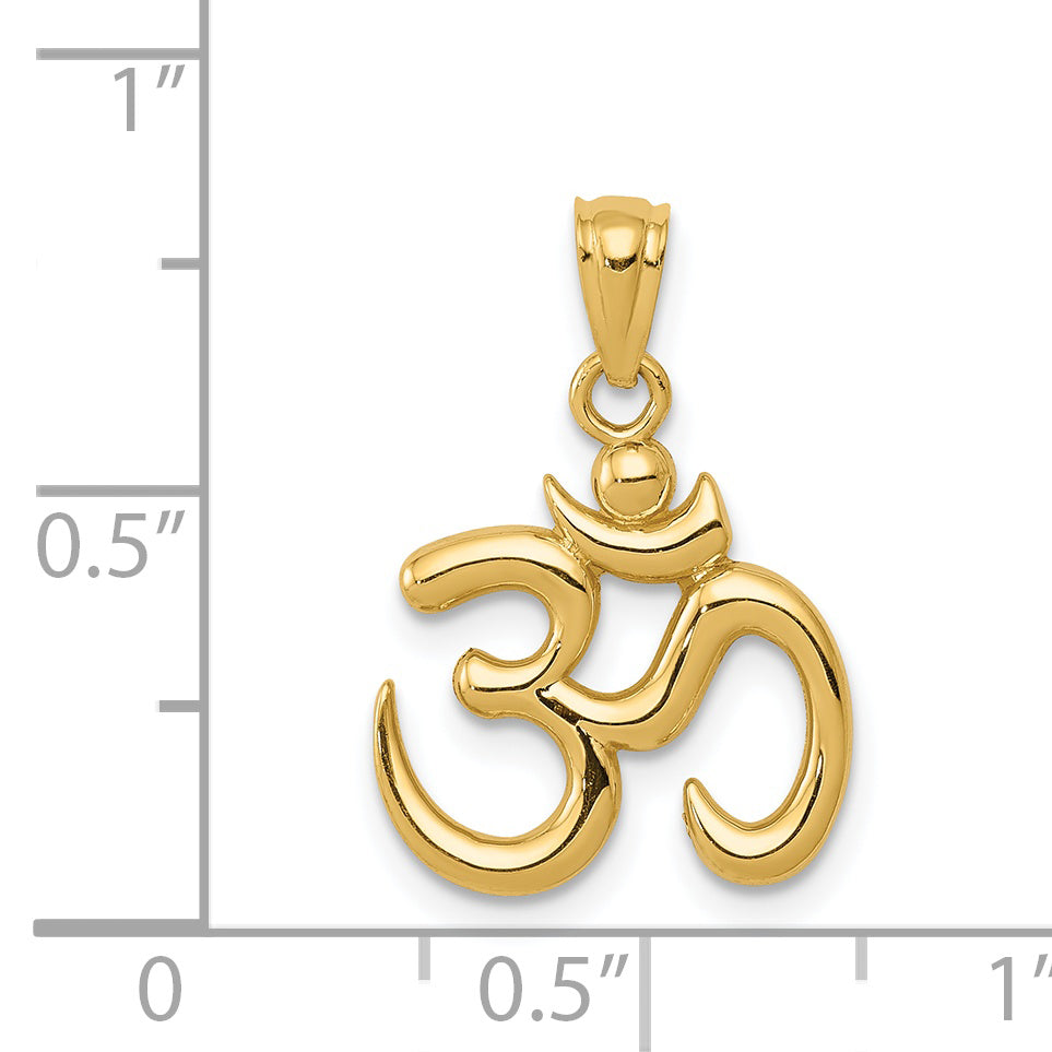 14K Gold Polished Om Symbol Pendant for Men  Solid & Casted Elegance