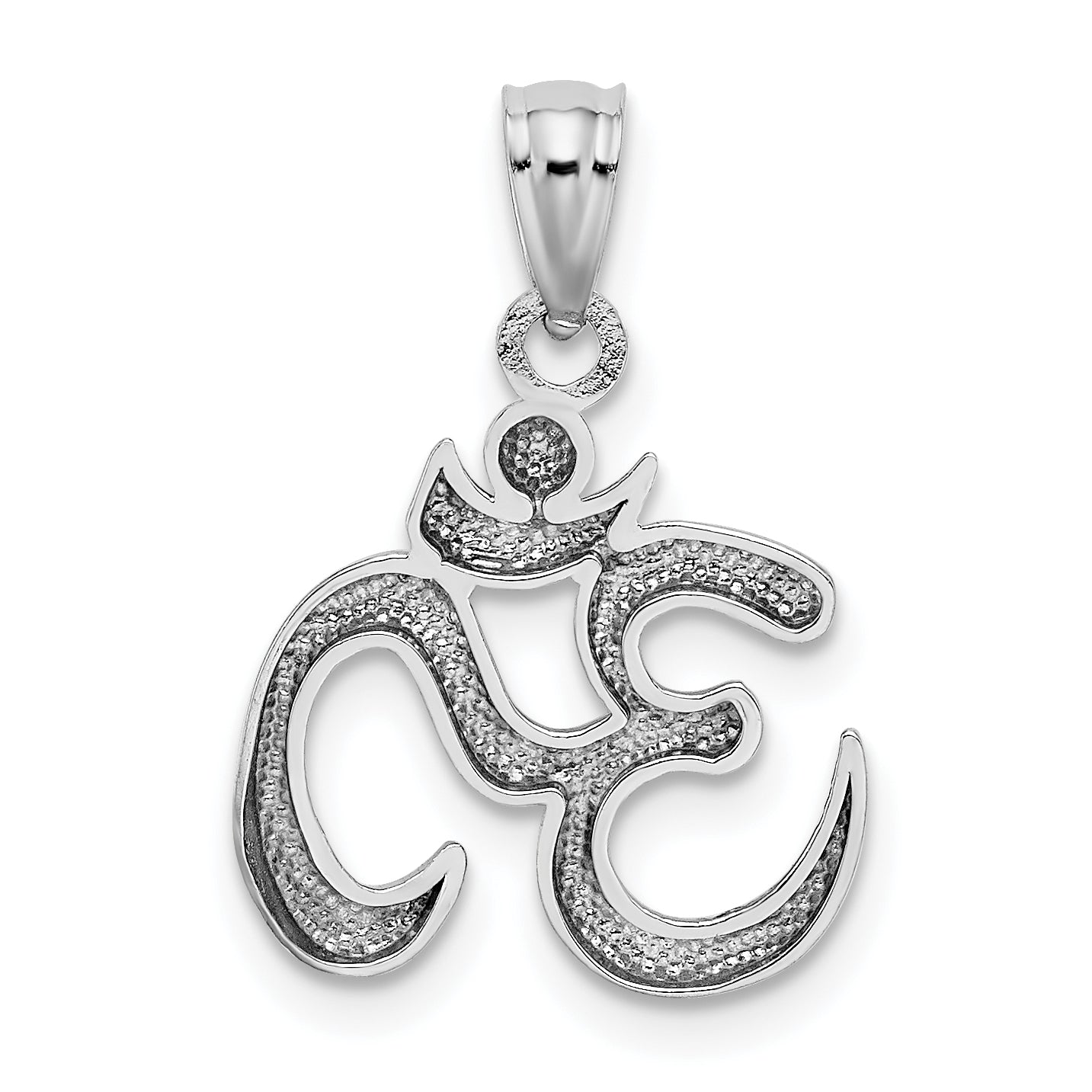 14K White Gold Om Symbol Pendant with Polished Finish for Men