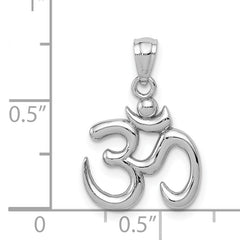 14K White Gold Om Symbol Pendant with Polished Finish for Men