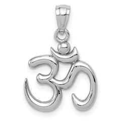 14k White Gold Polished Om Symbol Pendant