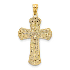 14K Two-tone Polished 2 Level Cross Pendant