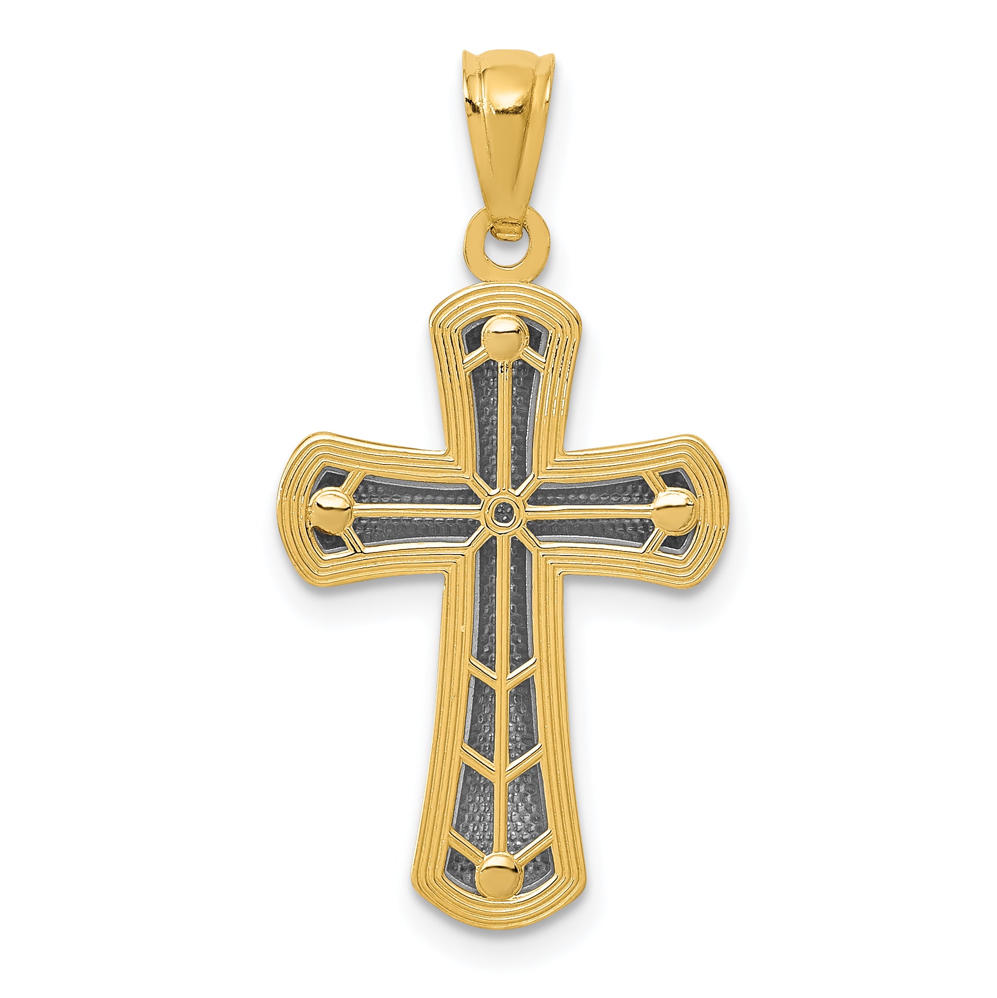 14k Rhodium Polished Cross Pendant