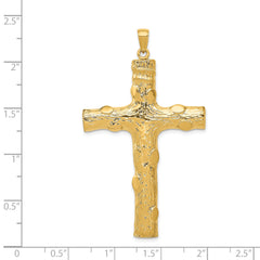 14K Large Tree Textured Cross Pendant