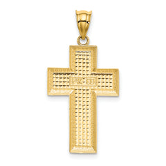 14K Polished / Textured Cross Pendant