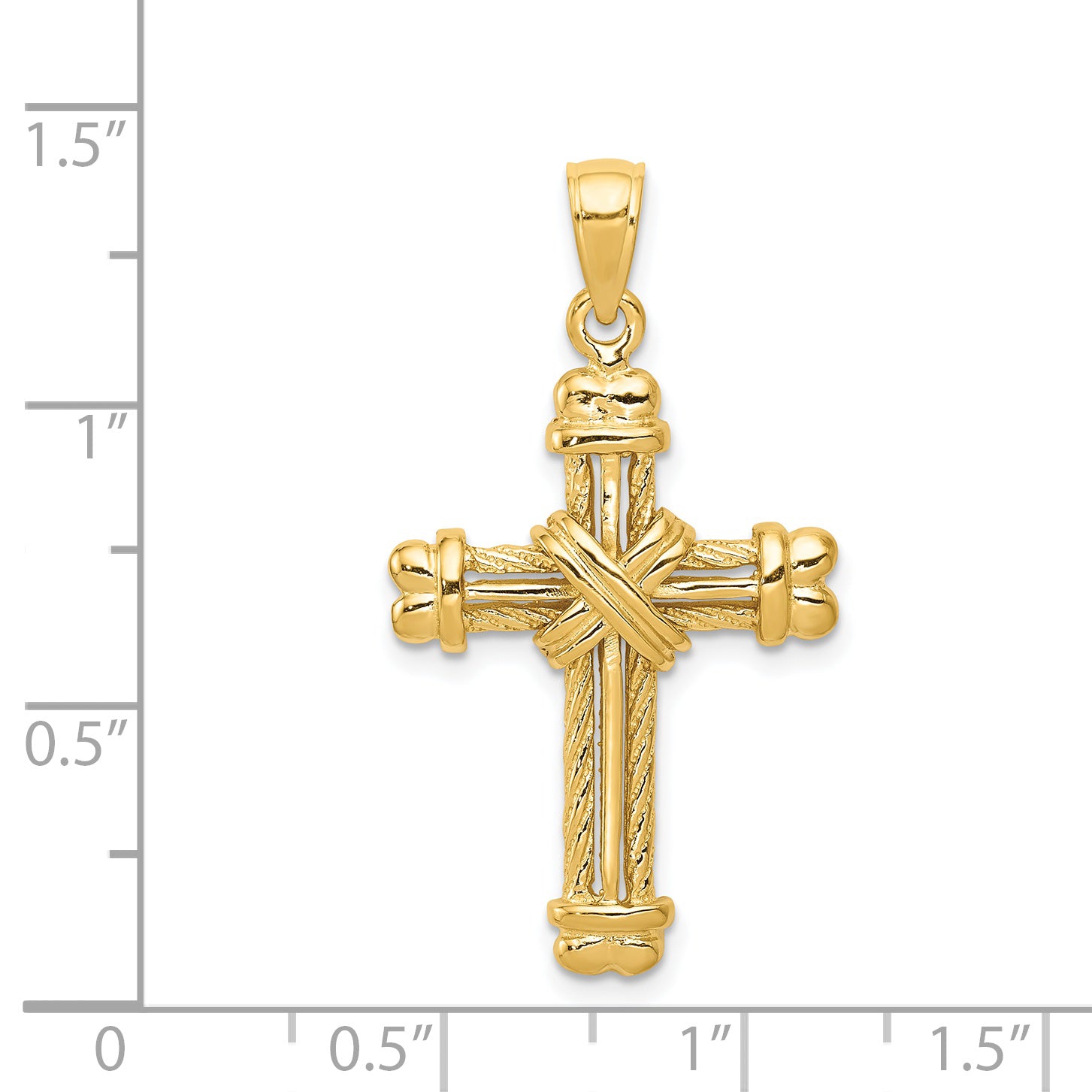 14K Gold Polished / Textured Cross Pendant