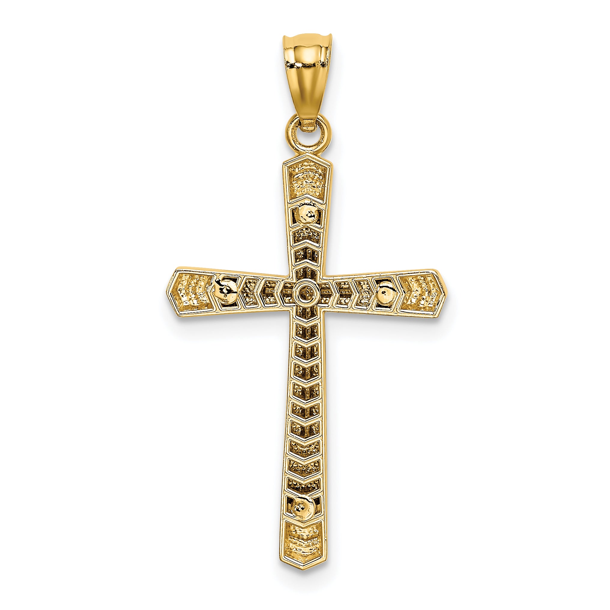 14K Two-Tone Gold Polished Cross Pendant with Diamond-Cut Design