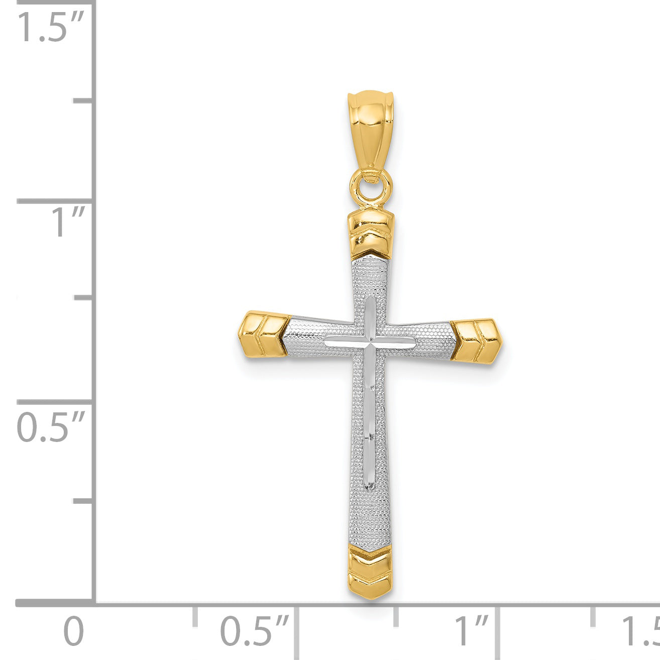 14K Two-tone Polished D/C Cross Pendant