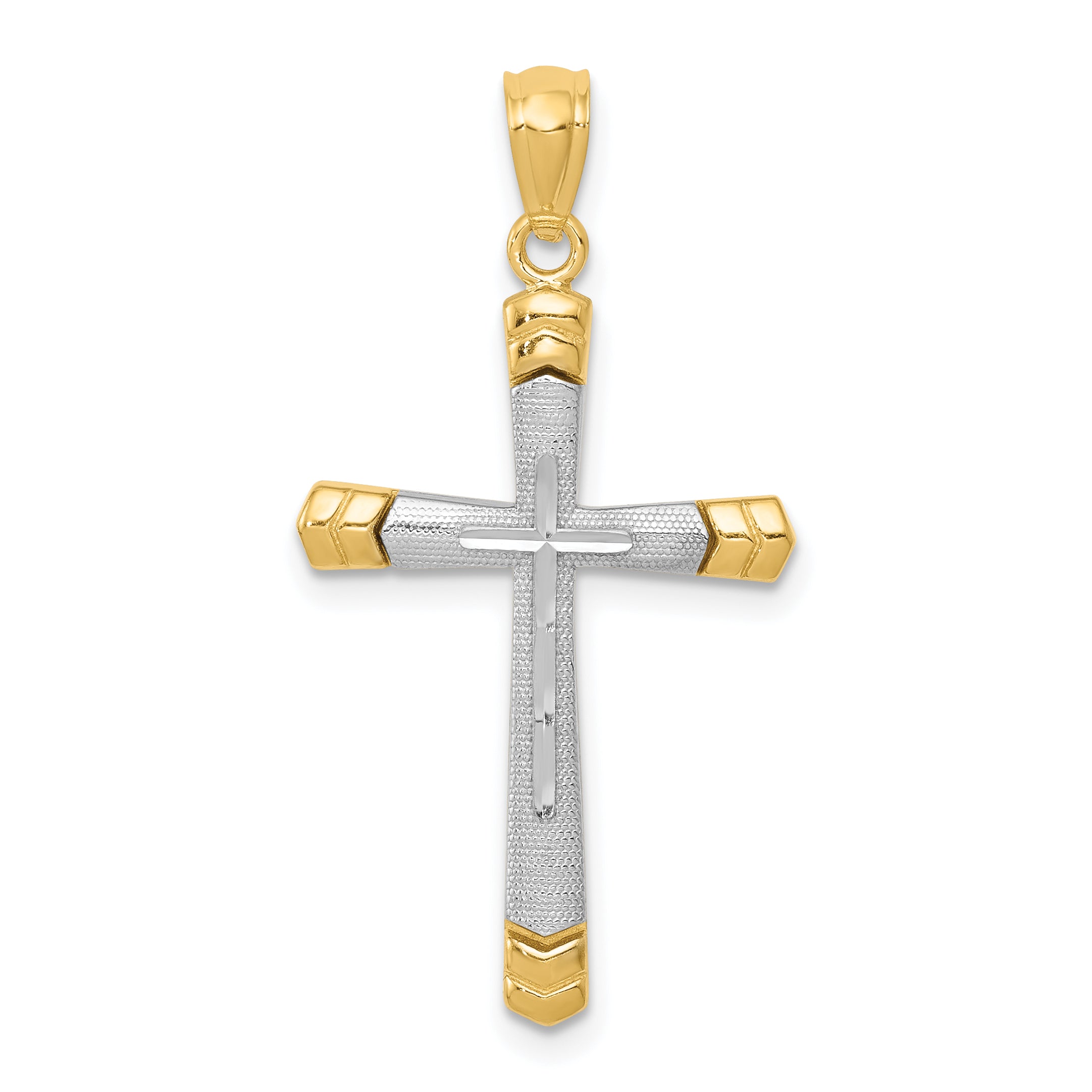 14K Two-tone Polished D/C Cross Pendant