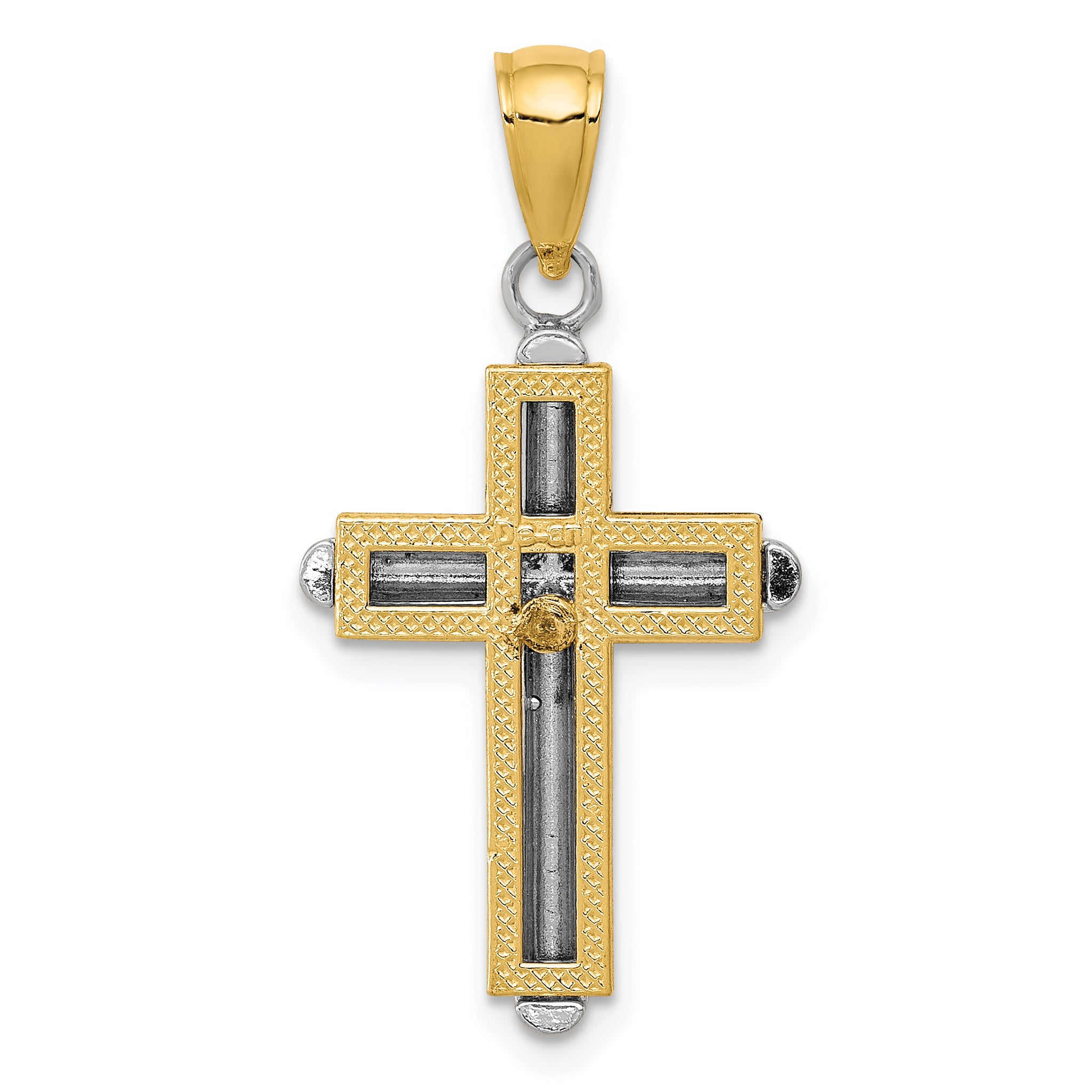 14K Two-Tone Gold Cross Pendant with Solid Cast Design