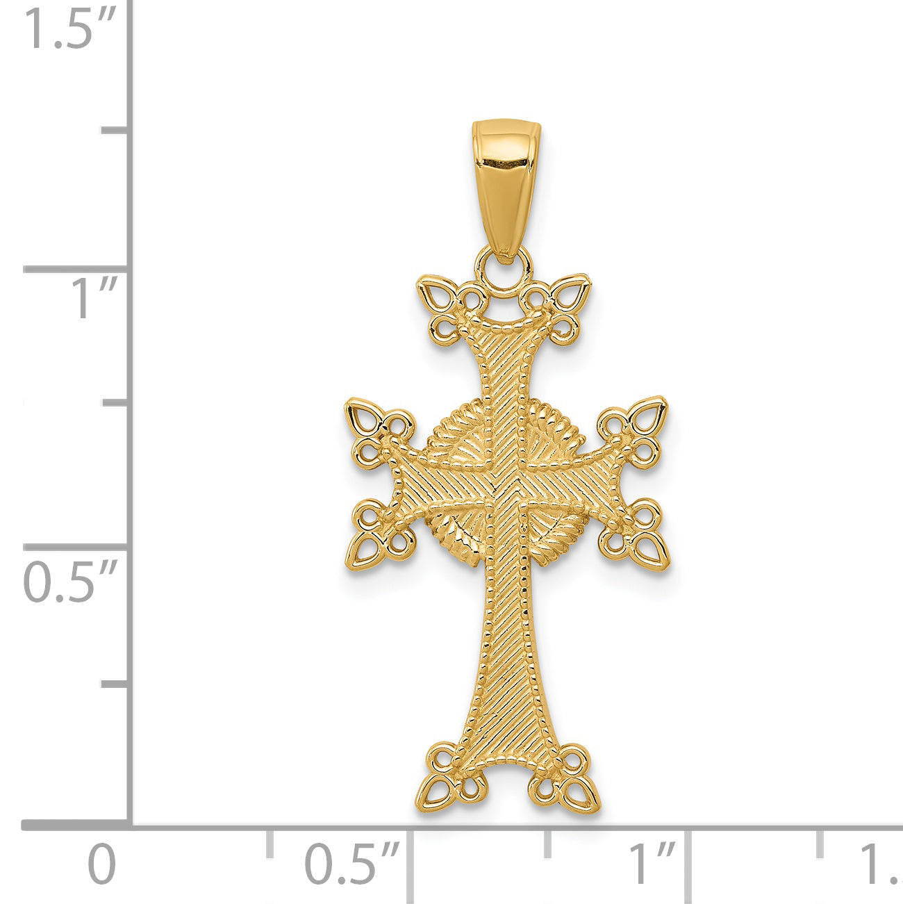 14K Polished/Textured Armenian Cross Pendant