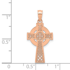 14K Rose Gold Celtic Cross Pendant with Polished Finish Elegant Design