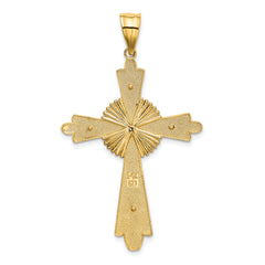 14K Two-Tone Gold Polished Cross Pendant with Solid Cast Design