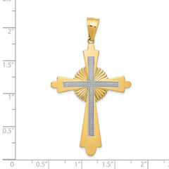 14K Two-Tone Gold Polished Cross Pendant with Solid Cast Design