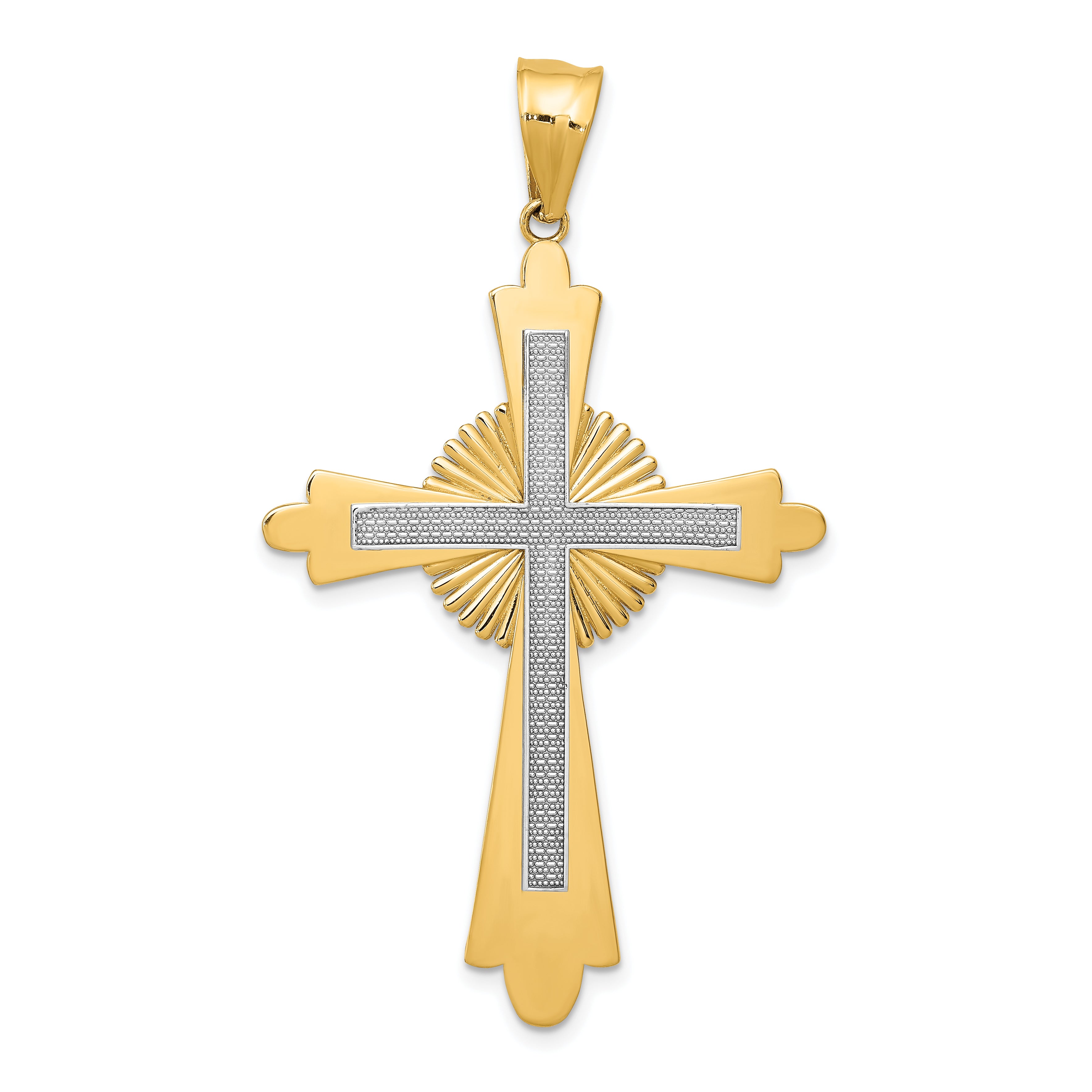 14k Two-Tone Polished Cross Pendant