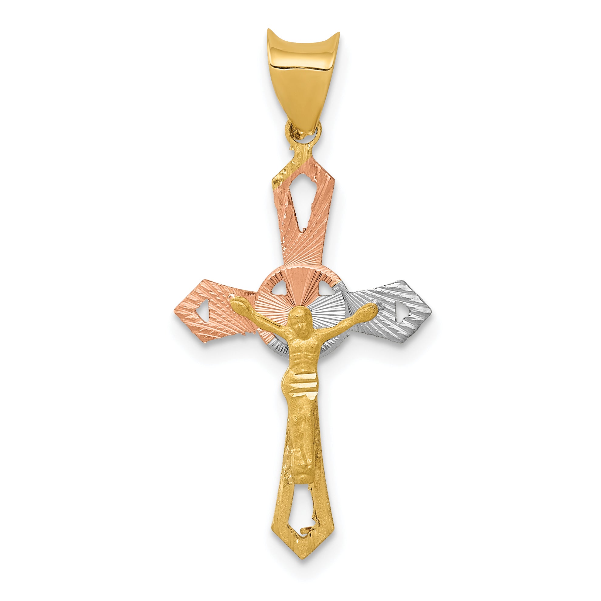 14K w/Rhodium Crucifix Cross Pendant