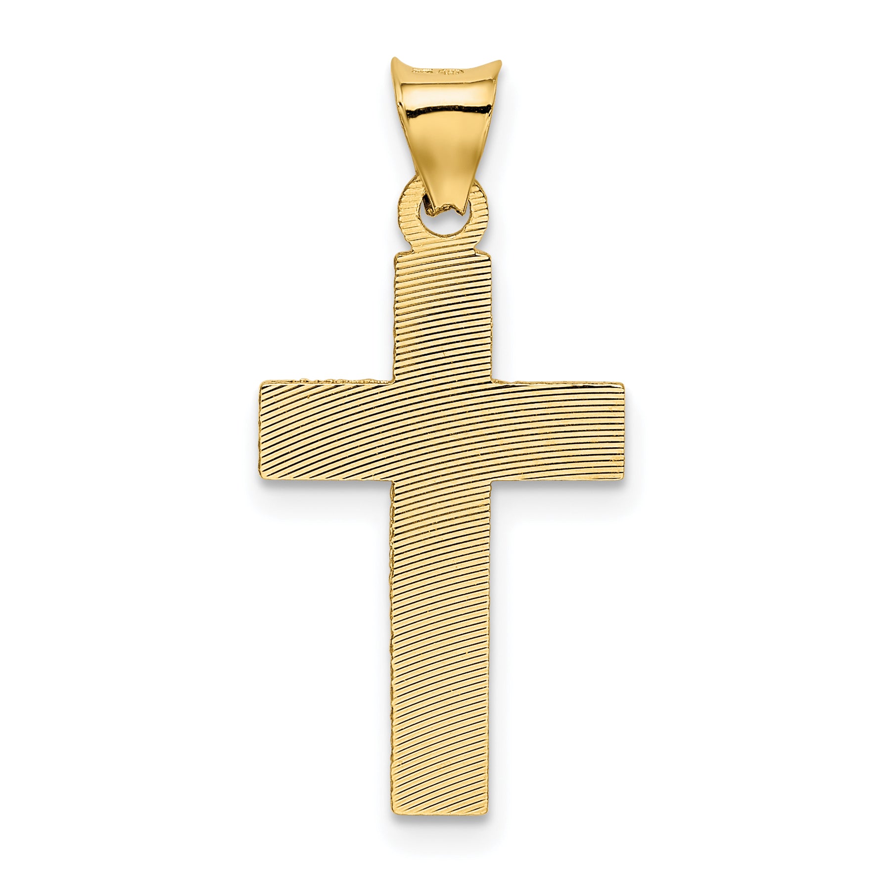 14K Gold Crucifix Pendant with Polished Satin Finish  Semi-Solid and Elegant Design