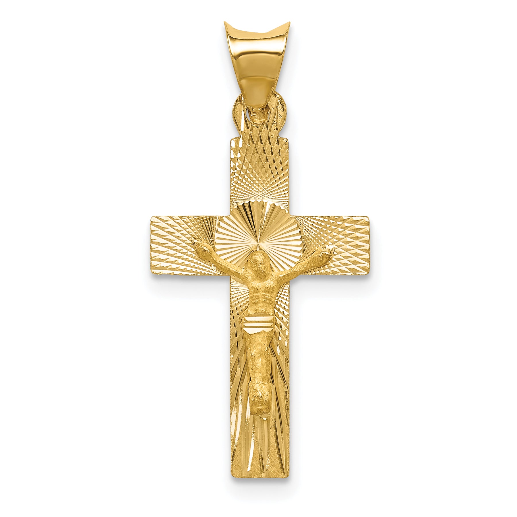 14k Polished Satin and D/C Crucifix Pendant