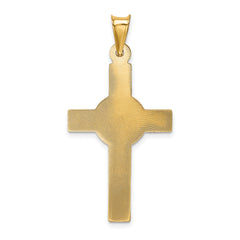 14K Gold Crucifix Pendant with Polished Satin and D/C Finish  Elegant and Semi-Solid Design