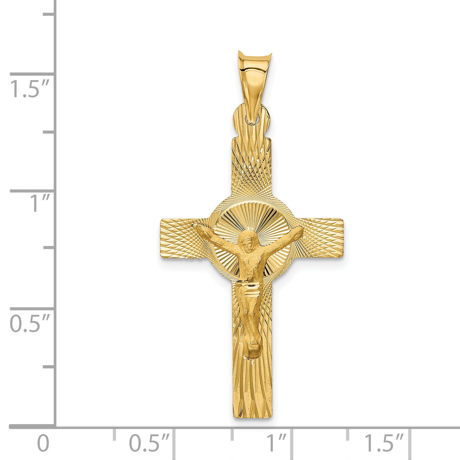 14k Polished Satin and D/C Crucifix Pendant