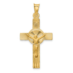 14k Polished Satin and D/C Crucifix Pendant