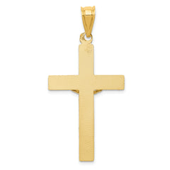 14K Gold Crucifix Pendant with Polished Satin Finish, Semi-Solid Design