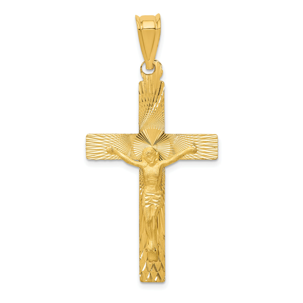 14k Polished Satin and D/C Crucifix Pendant