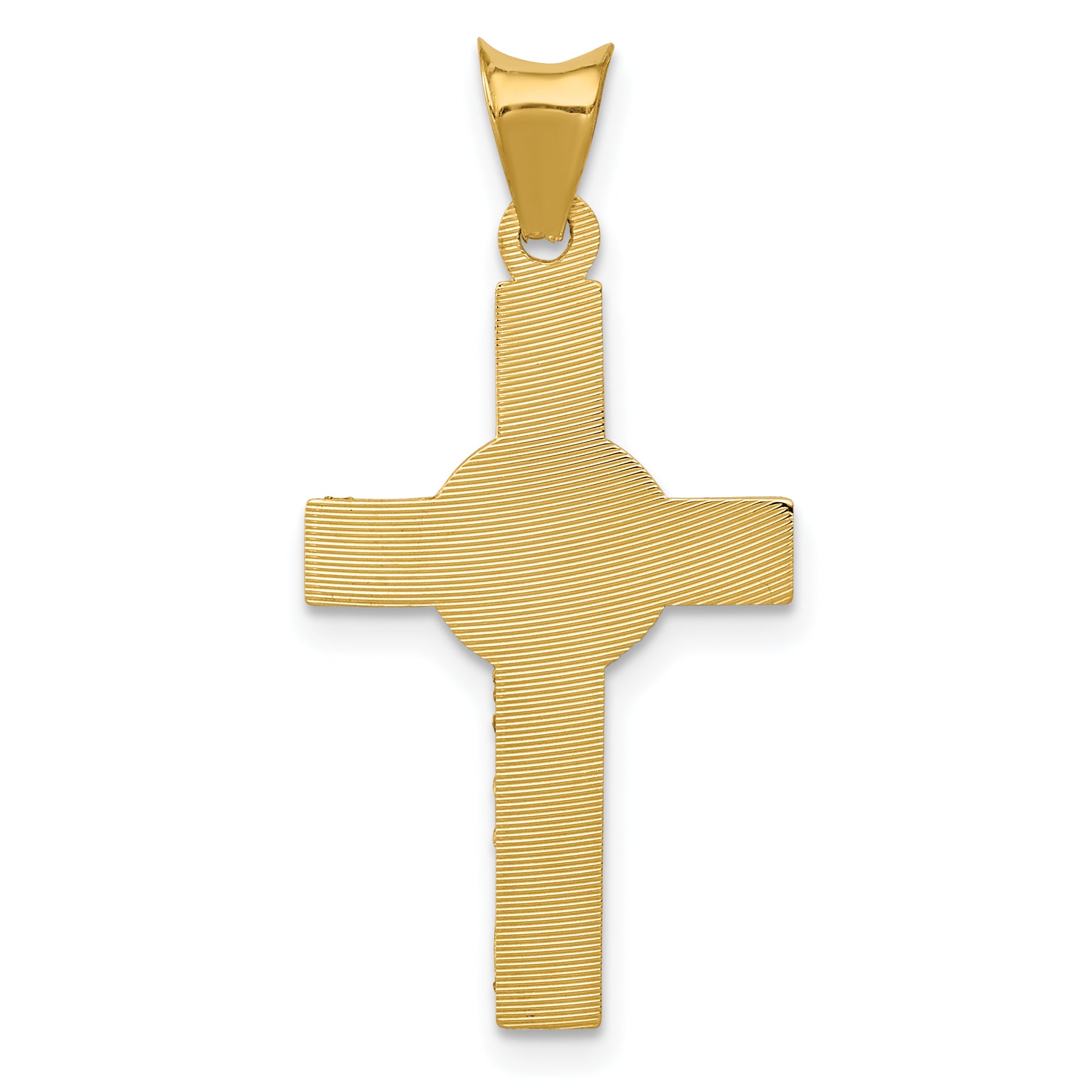 14K Gold Iona Crucifix Pendant with Rhodium Accent  Semi-Solid & Die Struck